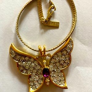 Pave crystal & amethyst pendant and 14 kt gf chain - 20”